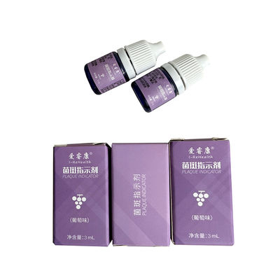 مؤشر لوحة الأسنان بلونين بنكهة العنب للتثبيت في مكان البلاك 3 مل / زجاجة